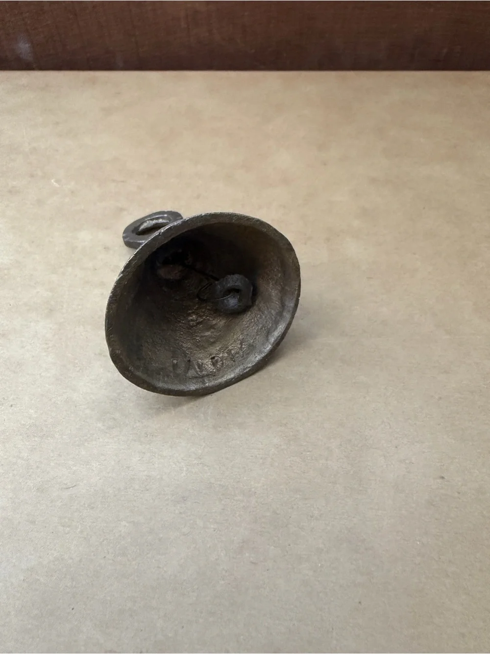 Vintage mid-century hand-crafted brass cone bell India unpolished 3”
